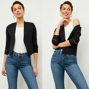 MM LAFLEUR Cardigan Jacket Women’s XL Black Night Out Office Open Front Stretch